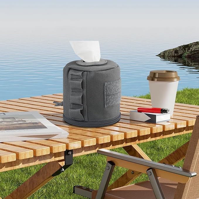 AOUTACC Tactical Roll Paper Storage Bag,Toilet Roll Paper Storage Holder with Molle Mounting Strap,Tissue Cover Organizer for Outdoor Camping,Hiking,Tactical Game-Grey