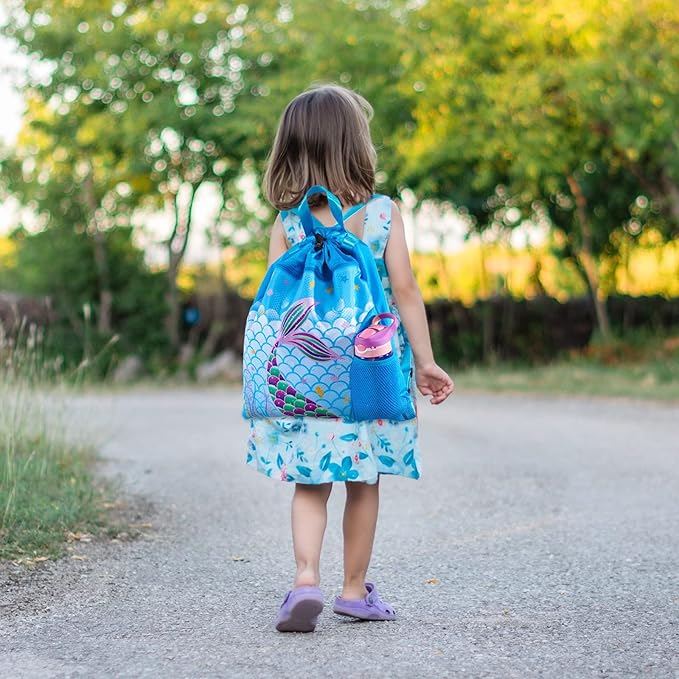 WAWSAM Gym Drawstring Backpack String Bag - 15” x 17” Sports Gym Bag for Kids Waterproof Swimming Beach Shopping Yoga Bag