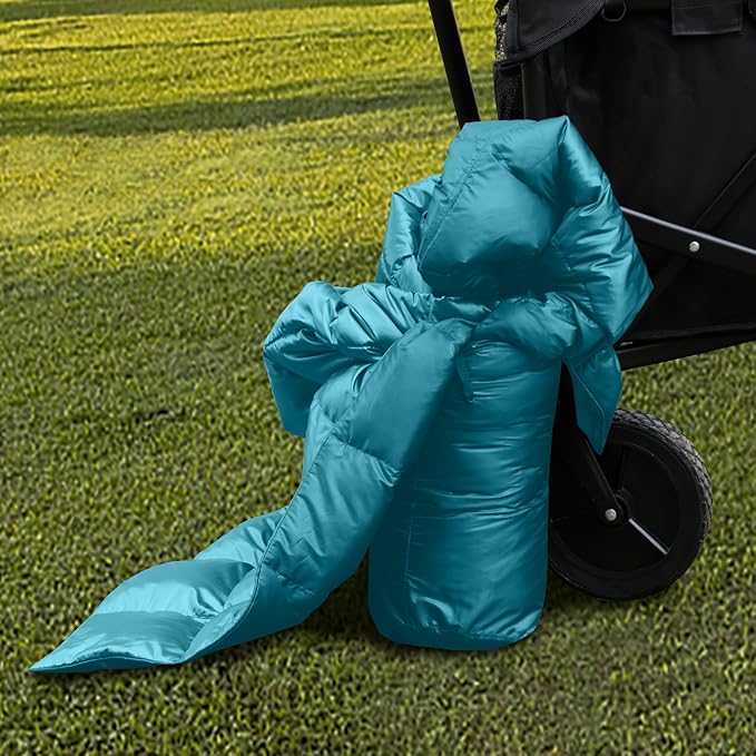 Blue Ridge Home Fashions Down Throw Camping Blanket - Packable Lightweight Down Throw Blanket for Outdoor Travel Hiking Picnic RV, Puffy Warm Blanket 60" x 70" with Carry Bag, 650 Fill Power