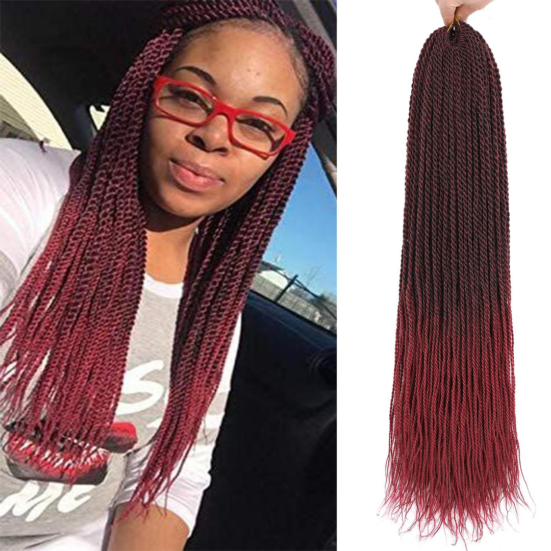 Zrq Senegalese Twist Crochet Hair For Black Women 18 Inch Long Ombre Red Pretwisted Twist Crochet Hair 25 Strands Pre Looped Cro