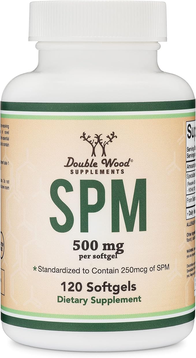 SPM Max (Specialized Pro-Resolving Mediators) 120 Softgels, 500mg (Only Product Standardized and Third Party Tested to Contain Active SPMs, Check The Supplement Fact Panel) by Double Wood