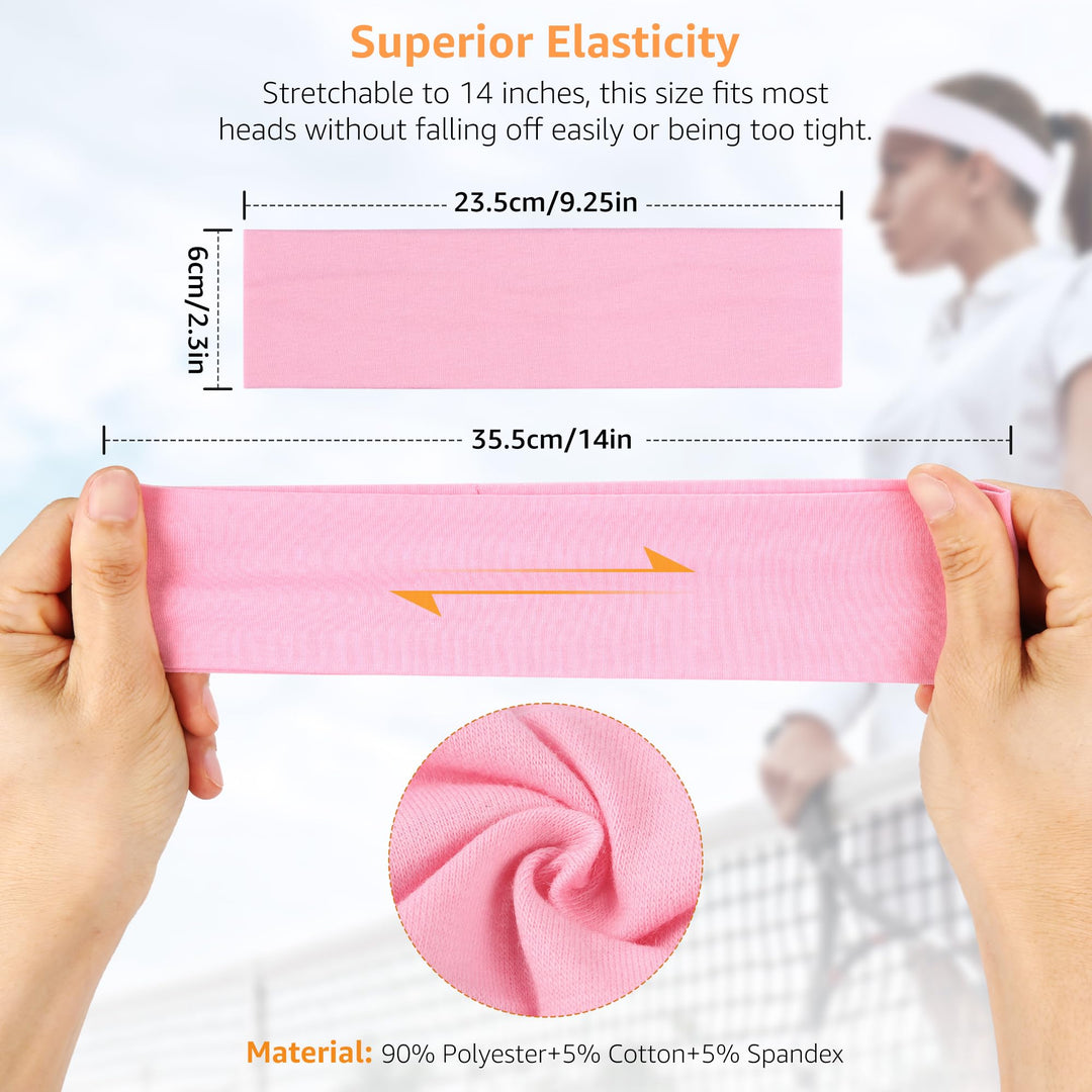 DiyJibb Headbands for Women Non Slip - 7PCS Fashion Sports Hair Bands for Women's Hair, Soft Cotton Cloth Stretchy Headbands for Women for Workout Yoga Running