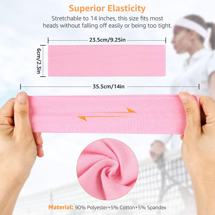 DiyJibb Headbands for Women Non Slip - 7PCS Fashion Sports Hair Bands for Women's Hair, Soft Cotton Cloth Stretchy Headbands for Women for Workout Yoga Running