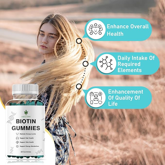 Biotin Gummies, Hair, Skin and Nails Gummies - Supports Healthy Hair - Vegan Biotin Vitamins for Women & Men (1)