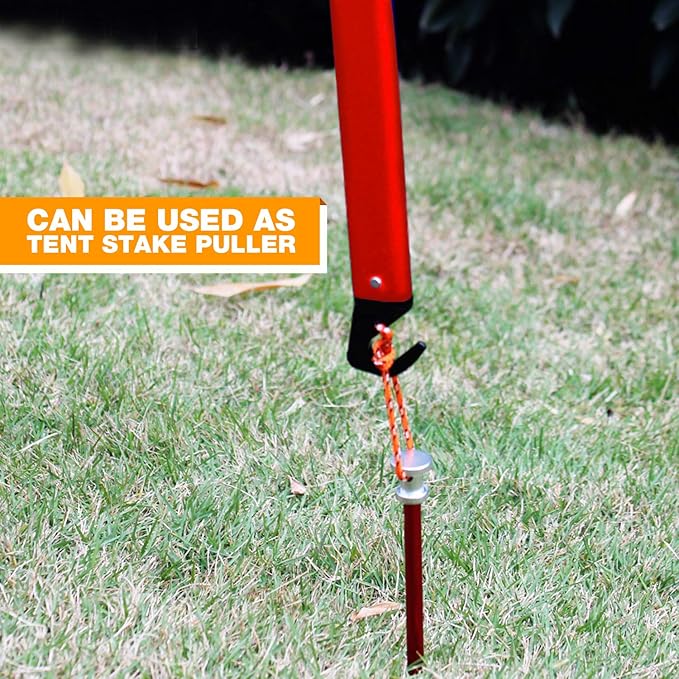 REDCAMP Aluminum Camping Hammer with Hook, 12" Portable Lightweight Multi-Functional Tent Stake Hammer for Outdoor,Black/Red/Orange/Blue