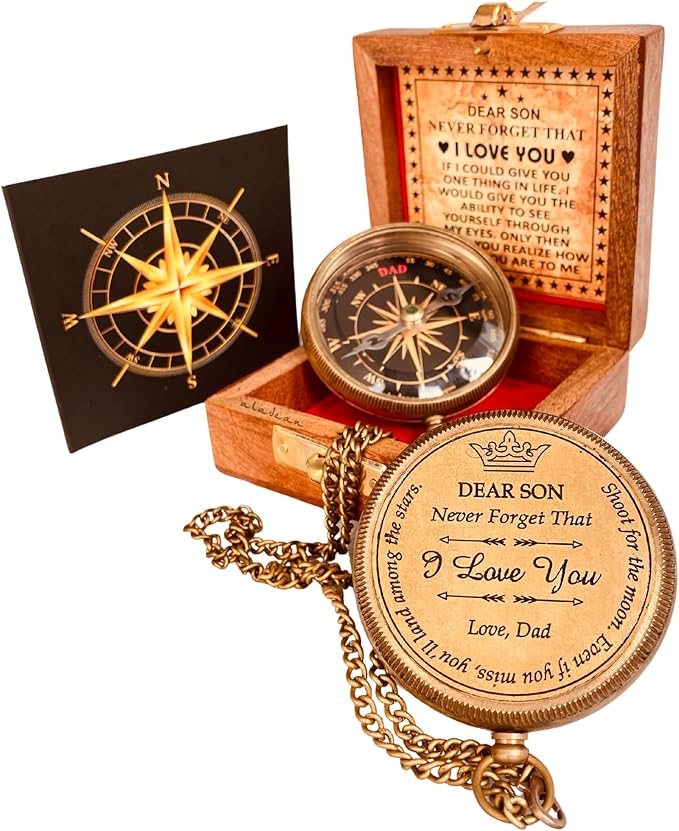 Inspiration Gift for Men Women Engraved Compass - Go Confidently - Thoreau Quote, You're Awesome Employee, Coworker Meaningful Gift for him her