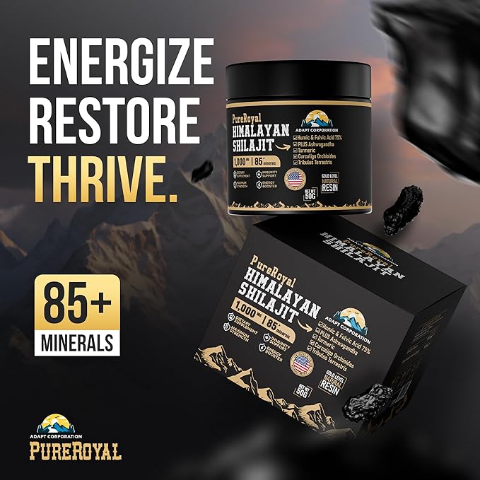 Himalayan Shilajit Resin – High Potency, 1100 MG Himalayan Extract, 75%+ Fulvic Acid, Energy, Wellness & Immunity Support, 85+ Trace Minerals, Lab Tested, 50g Jar, 46 Servings