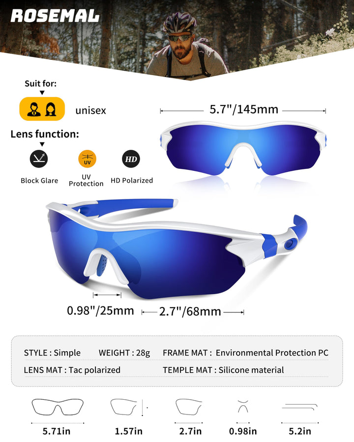 Polarized Sports Sunglasses for Men Women Youth Baseball Running Fishing Tennis Golf Cycling Driving Motor TAC UV400 TR90