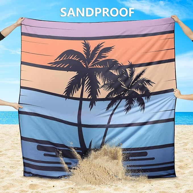 Beach Blanket Waterproof Sandproof Extra Large Beach Mat 79" X 83"/120"x108"for 1-8 Adults Quick Drying Durable Outdoor Picnic Mat for Beach Travel Camping Hiking