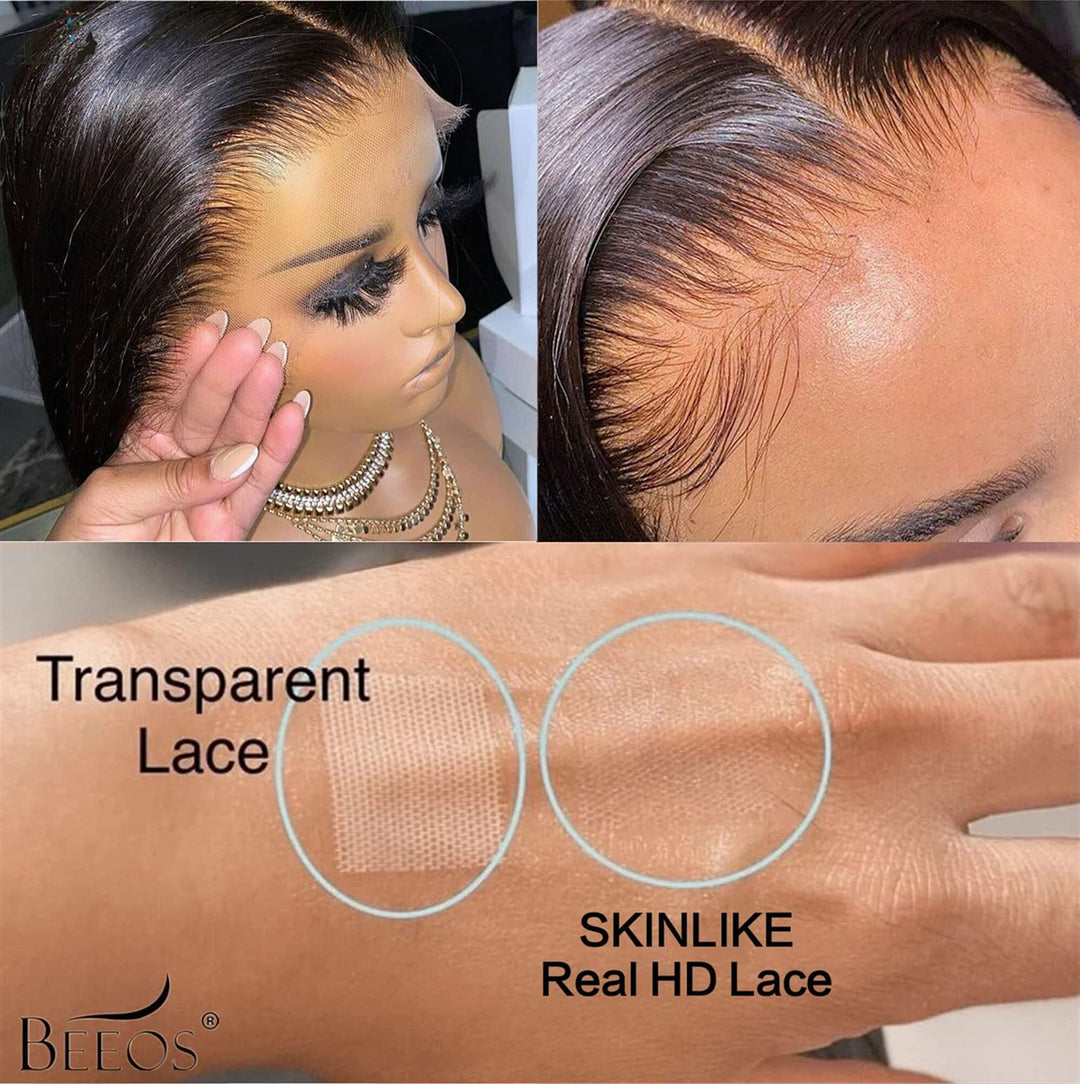 BEEOS 6x6 HD Lace Closure Only, Pre Plucked Body Wave Human Hair Closure 0.10mm Ultra-thin Invisible Melted Swiss HD Lace 14 Inch