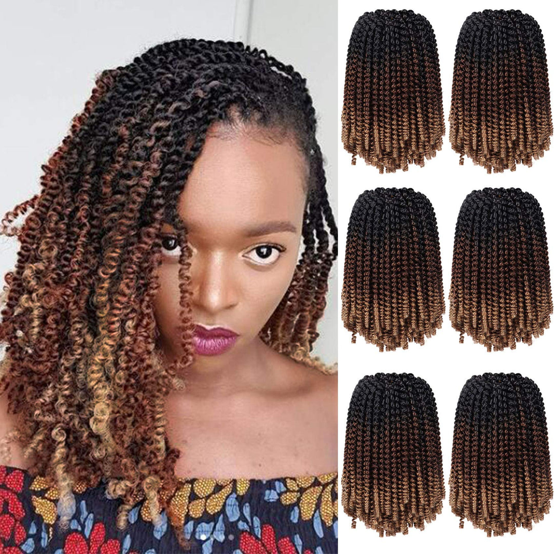 6 Packs Spring Twist Braiding Hair Bomb Twist Hair Synthetic Fiber Fluffy Twist Crochet Braids Low Temperature Hair for Women Braiding Hair(8inch,T1B/30/27)