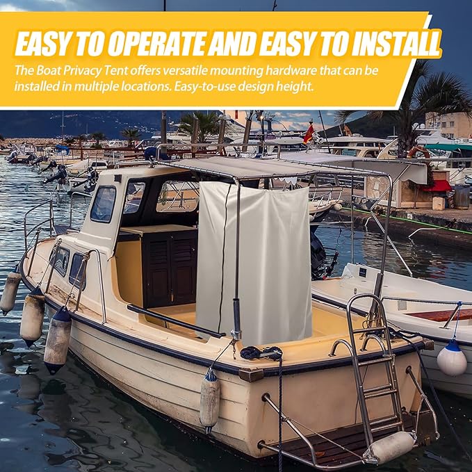 Boats Privacy Curtain Changing Room with Bag Portable Privacy Tent Easy Up Pontoon Enclosure Partition for Pontoons Boat Hanging Tent 27" W x 30" D x 72" H(Beige)