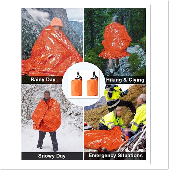 2-Person Emergency Sleeping Bag, Ultra Lightweight Waterproof Thermal Bivy Sack Cover, XL Emergency Shelter Survival Kit for Hiking Outdoor Camping …