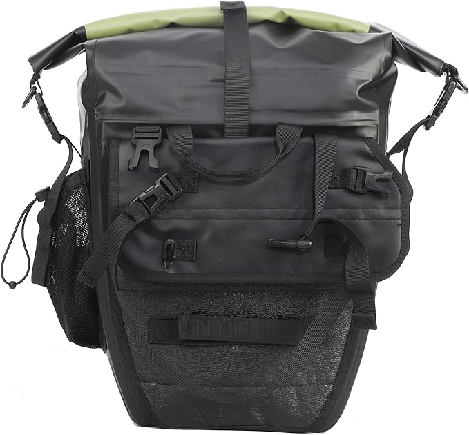 Waterproof Bike Panniers - 50L Saddle Bags for Bicycles Rear Rack - Bike Bag for Grocery, Laptop (Green, 1 Pair)