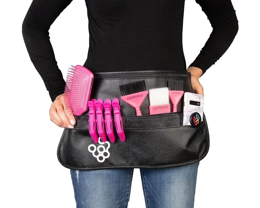 FRAMAR Hipster Salon Belt – Hairstylist Waist Belt with Shears Pouch, Professional Hair Stylist & Makeup Brush Belt