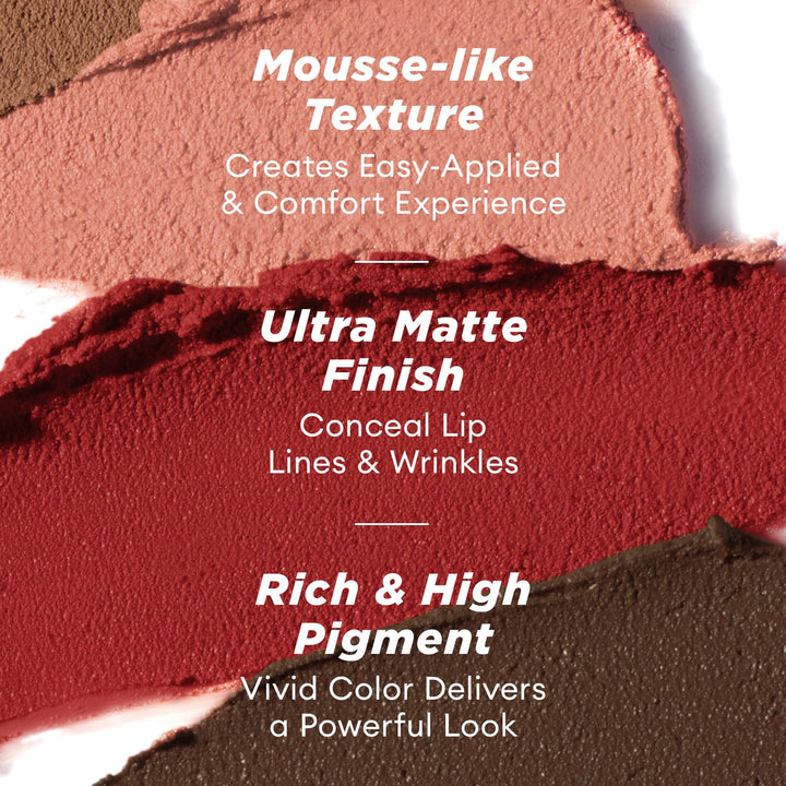 ITY Velvet Matte Finish Lip Stain-Mousse Textured Lip Clay, Nude Shade, Conceals Lip Lines, Rich Pigment Lip Tint Lipsticks, 0.14 oz (4g) in Berrylicious