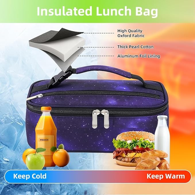 Small Lunch Box Insulated Lunch Bag for Women Men, Bento Kids Lunch Box, Compact Portable Thermal Meal Cooler Bags with Buckle Handle for Work & School, Astral 5L