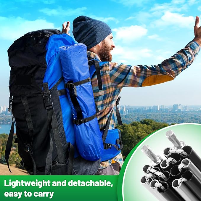 Aluminum Tent Poles Replacement - Pre-Assembled Tent Poles, Fits Both Female and Male Ends - Lightweight Tent Pole Repair Kit for Hiking Camping Backpacking Tent, 20FT