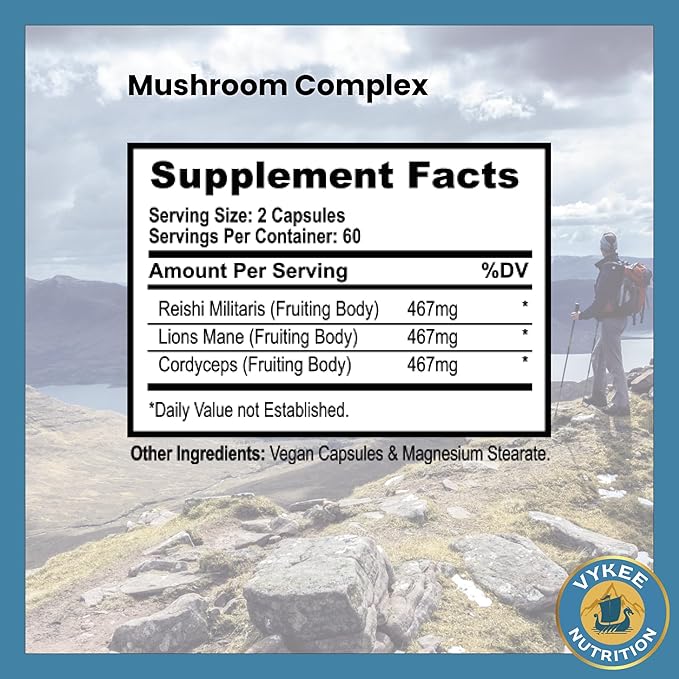 Mushroom Blend – Reishi, Lion’s Mane & Cordyceps | Supports Brain Health, Immune Function & Energy | Ideal for Mental Clarity, Endurance & Vitality | 120 Capsules