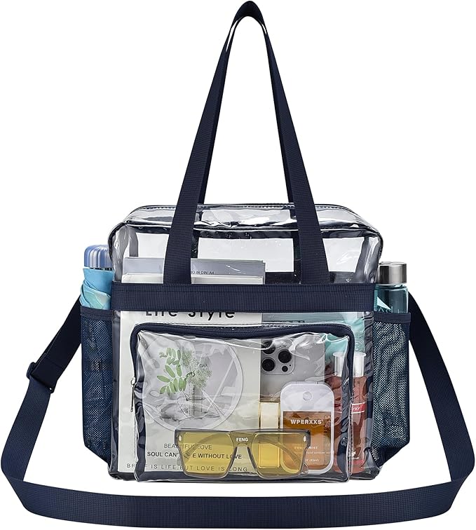 USPECLARE Clear Tote Stadium Approved, Security Travel & Gym Clear Bag for Work Sports Games Concerts
