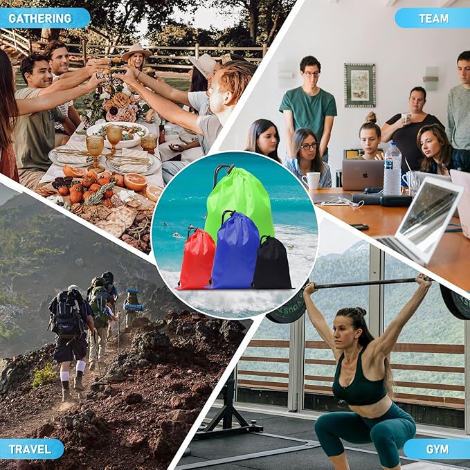 iMucci Upgrade Waterproof Drawstring Bag Sack Nylon Bag Ditty Bag for Gym Traveling, Hiking, Yoga, Shopping