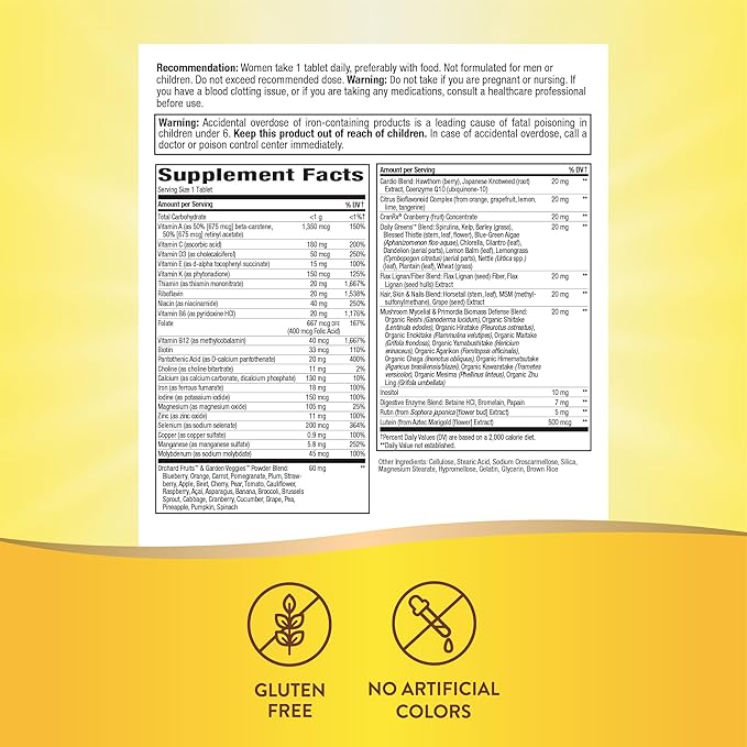 Nature's Way Alive! Women's Daily Ultra Multivitamin, High Potency Formula, Promotes Energy Metabolism and Muscle Function*, with Methylated B12, 60 Tablets