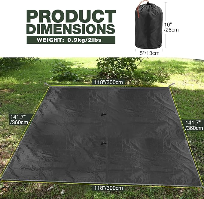 REDCAMP Hammock Rain Fly Camping Tarp Waterproof, 10x12ft Lightweight Backpacking Rain Tarp Shelter for Hiking Outdoor, Black