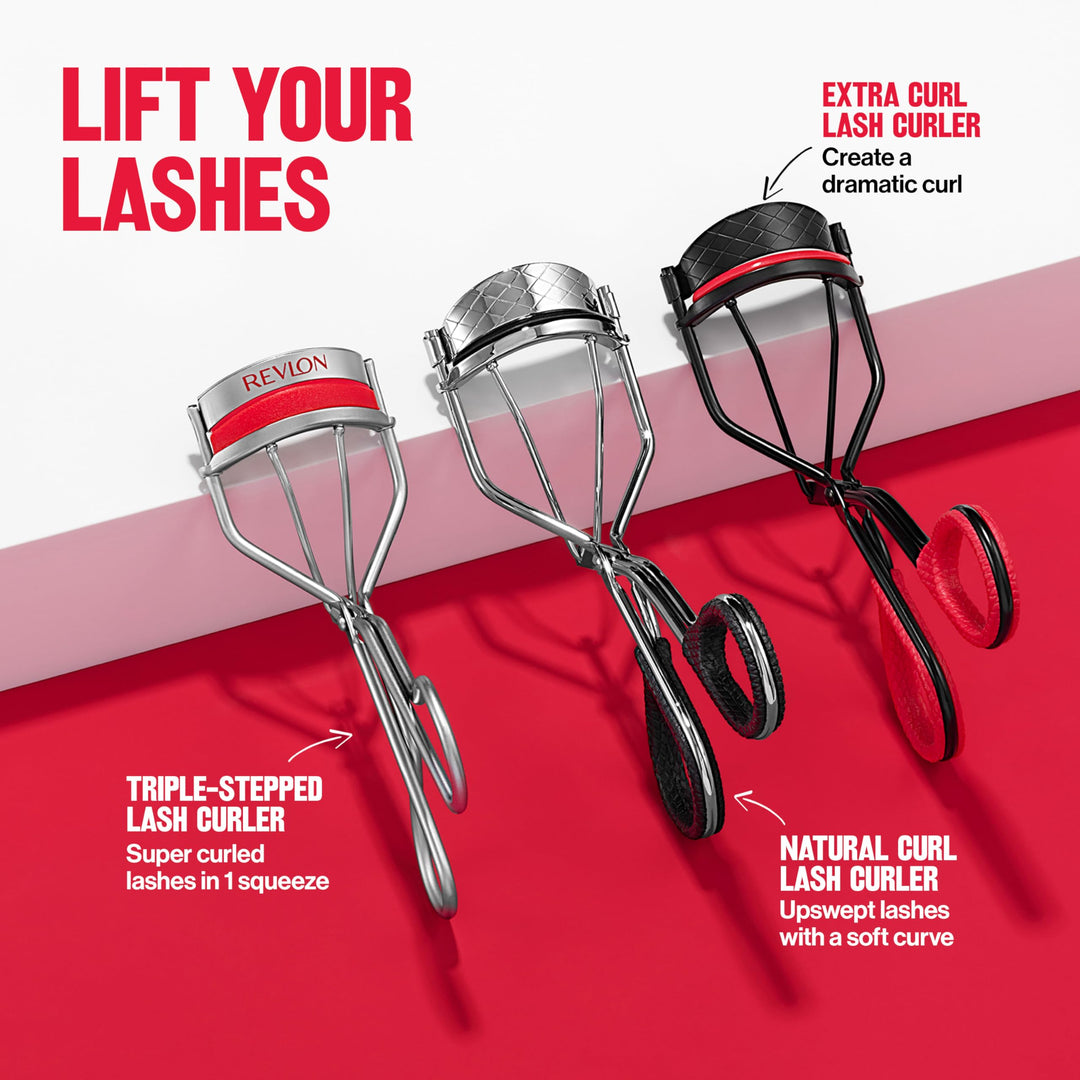 Revlon Extra Curl Lash Curler, Gives an All Day Dramatic Eyelash Look, with Non-Slip Finger Grips, Easy to Use, 1 Count