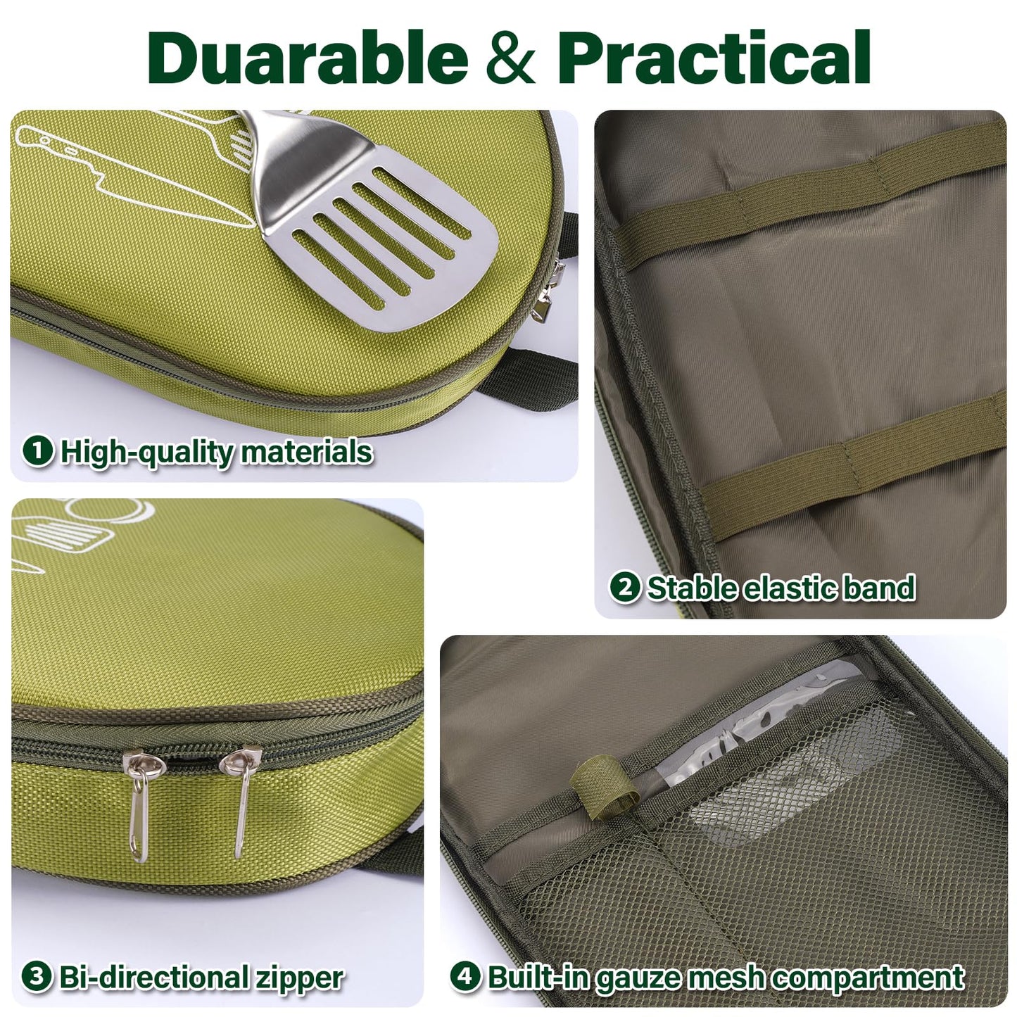 10Pcs Camping Cooking Utensils Set Camping Kitchen Utensil Organizer Travel Set Camping Utensils Kit the Ideal Choice for Camping Cooking Backpacking Outdoor