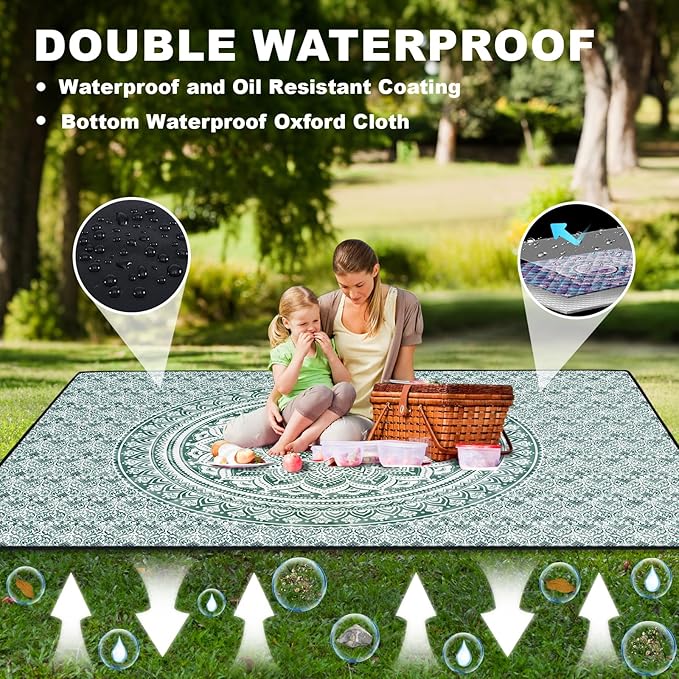 60x80 Picnic Blankets Waterproof Sandless Folding Outdoors Camp Excersise Rug Huge Boho Floor Gym Meditation Mat Yard Blanket Giant Pet Camping Items Beach Trips Garden Necessities Gift Ideas