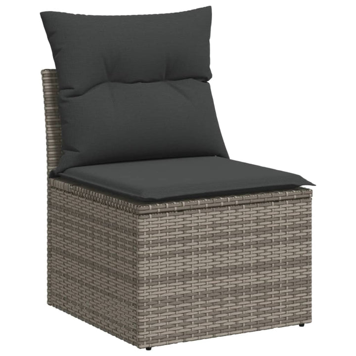 vidaXL Garden Sofa Set Grey PE rattan 6 Piece Set Adjustable Armrests