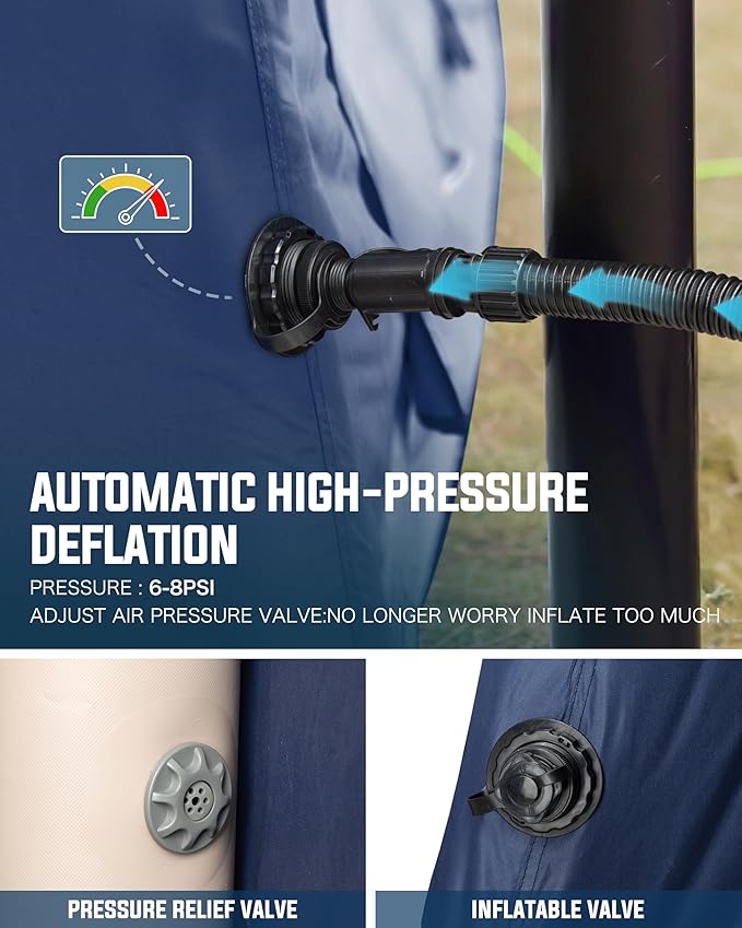 14.1'x6.5'x9' Inflatable Tents for Camping, Portable 6/8/10 Person Blow Up Air Tent, Waterproof Windproof Easy Setup Large Family Tent with 2 Doors, 6 Windows, Mosquito Screen