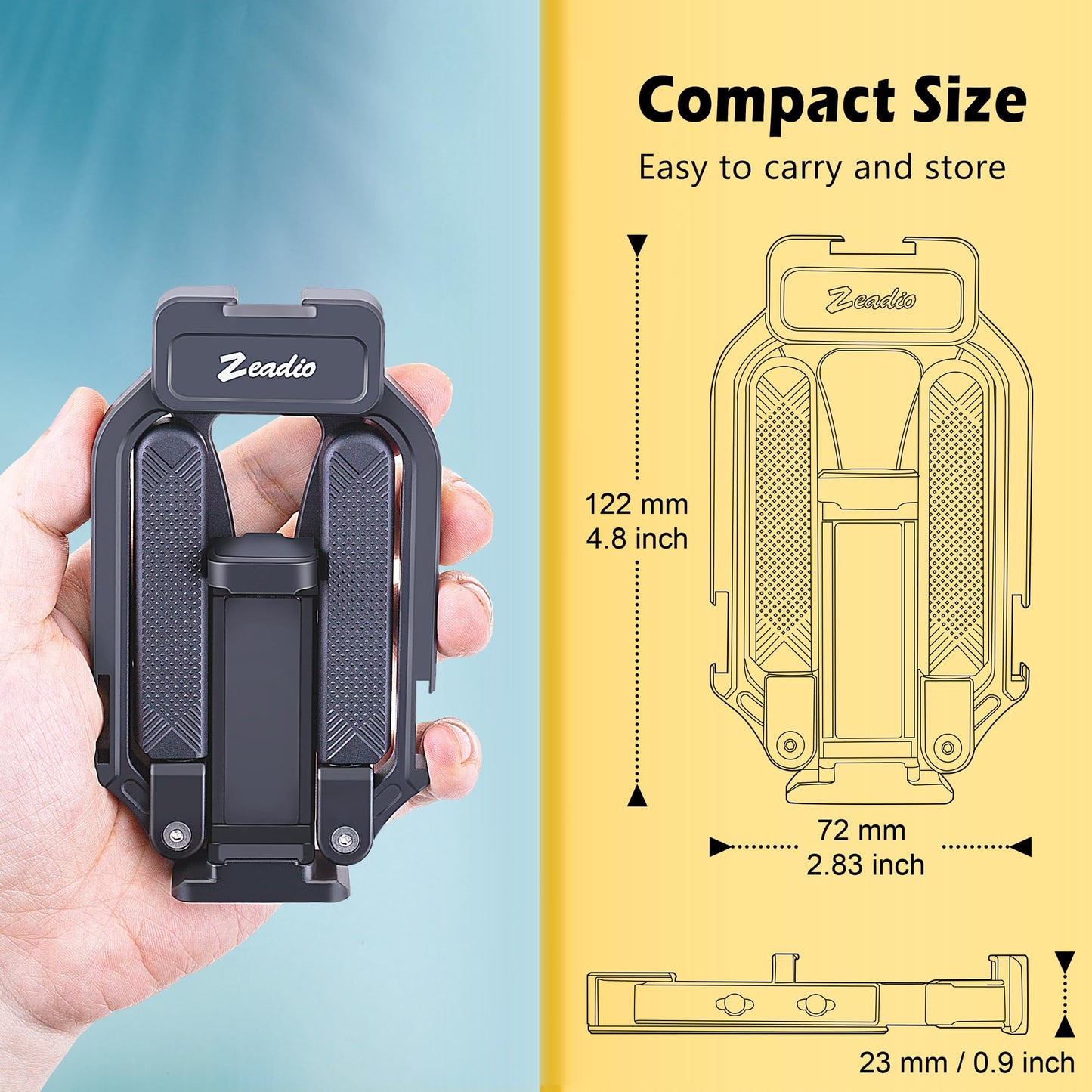 Zeadio Aluminum Smartphone Stabilizer Grip, Foldable Cellphone Video Rig, Filmmaking Vlogging Case, Phone Stabilizer Tripod Mount for iPhone and Android Smartphones