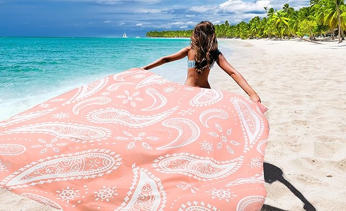 AISPARKY Beach Blanket Waterproof Sandproof, Oversized Large Beach Mat 79" X 83"/120"x108" for 1-8 Adults, Quick Drying&Compact&Lightweight, Picnic Mat Vacation Essentials for Beach Camping Travel