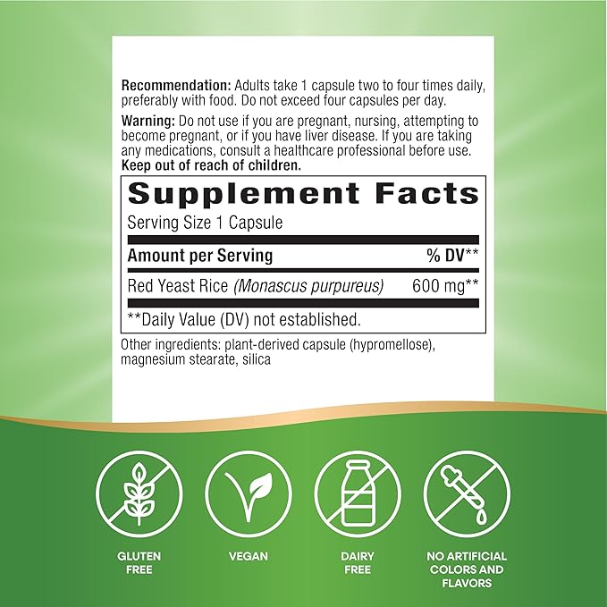 Nature's Way Red Yeast Rice, Traditional Support*, 120 Vegan Capsules