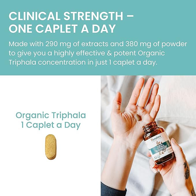 Himalaya Organic Triphala, 2 Month Supply, for Colon Cleanse, Detox & Occasional Constipation, USDA Certified Organic, Non-GMO, Gluten-Free, Extract & Powder Herbal Supplement, 688 mg, 60 Caplets