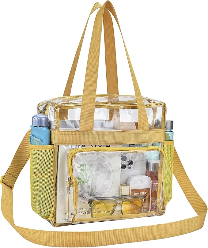 USPECLARE Clear Tote Stadium Approved, Security Travel & Gym Clear Bag for Work Sports Games Concerts