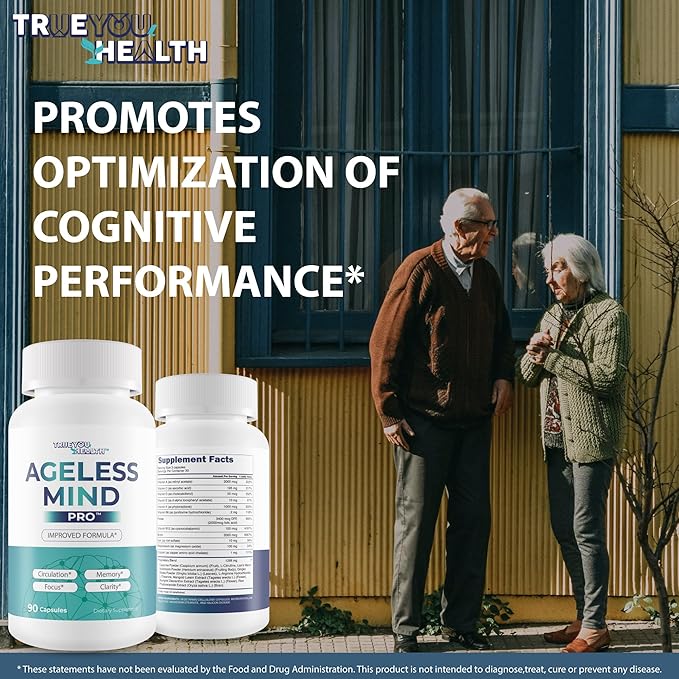 Ageless Mind Pro - Our Best Nootropic Brain Supplements for Memory and Focus - Lions Mane Mushroom Supplement Capsules for Youthful Brain Performance - Brain Booster - Ageless Brain Support Supplement