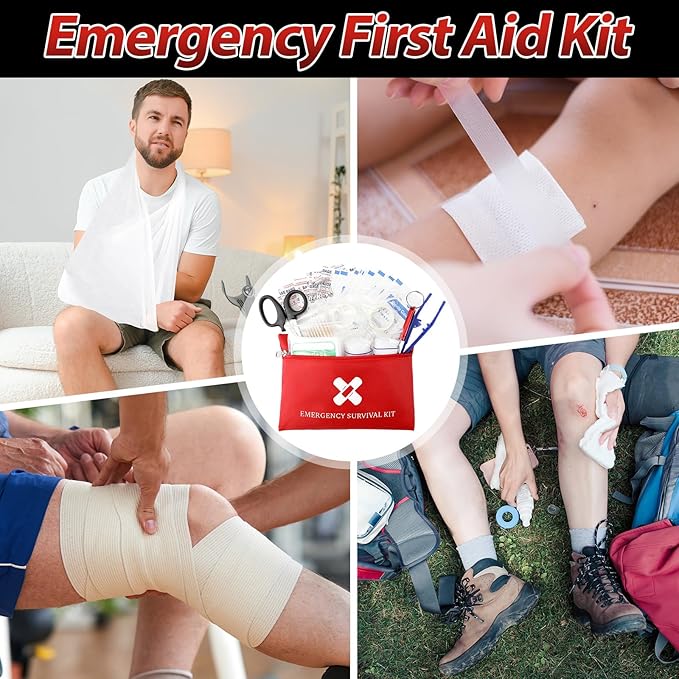 Geiserailie 10 Bags Small First Aid Kit Mini Travel Size Emergency Kit Bulk Self Care Package Supplies for Homeless Travel Sports Hiking Outdoor Backpack Essentials,10 Individual Bags of 91 Items Each