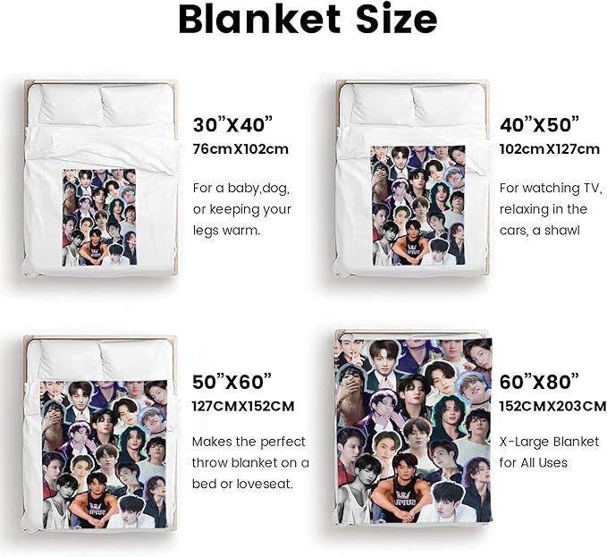 Blanket 40"X50" Soft and Comfortable Warm Fleece Throw Full Picture of Idol Group Blankets