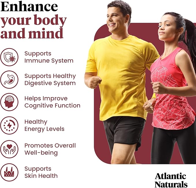 Atlantic Naturals Sea Moss with Shrooms - Mushroom Gummies Supplement - Organic Superfood with Irish Moss, Lion's Mane, Reishi, Cordyceps, Chaga & Turkey Tail - Focus, Energy, Immune Health - 60 ct