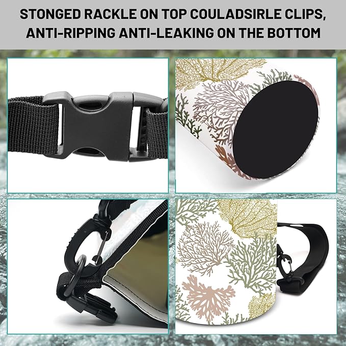 Waterproof Dry Bag,Roll Top Coastal Summer Beach Coral Small Waterproof Backpack 5L/10L/20L Floating and Lightweight Bags for Kayaking, Boating, Fishing, Swimming and Camping