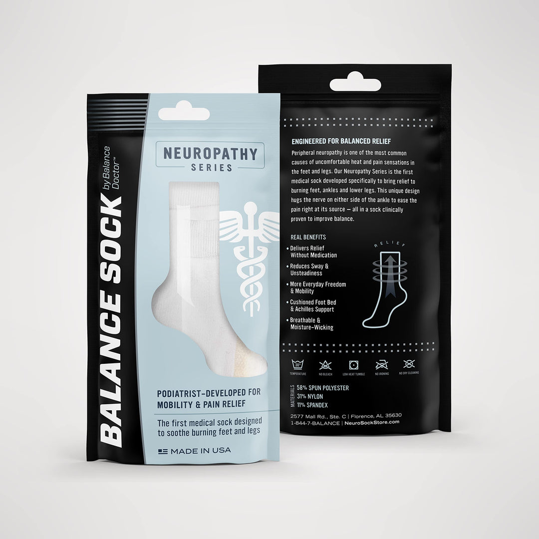 Balance Doctor Balance Sock Neuropathy Series 2 Pack (Medium, White)