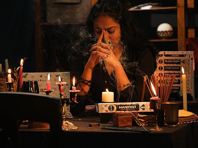 Witchcraft Incense Sticks - Total 120 Insence-Sticks (20 Insense x 6 Inscents) - for Wiccan Witches Brew Wicca Witch Voodoo Spell Pagan Black Magic Protection Against Jealousy + Burner Holder