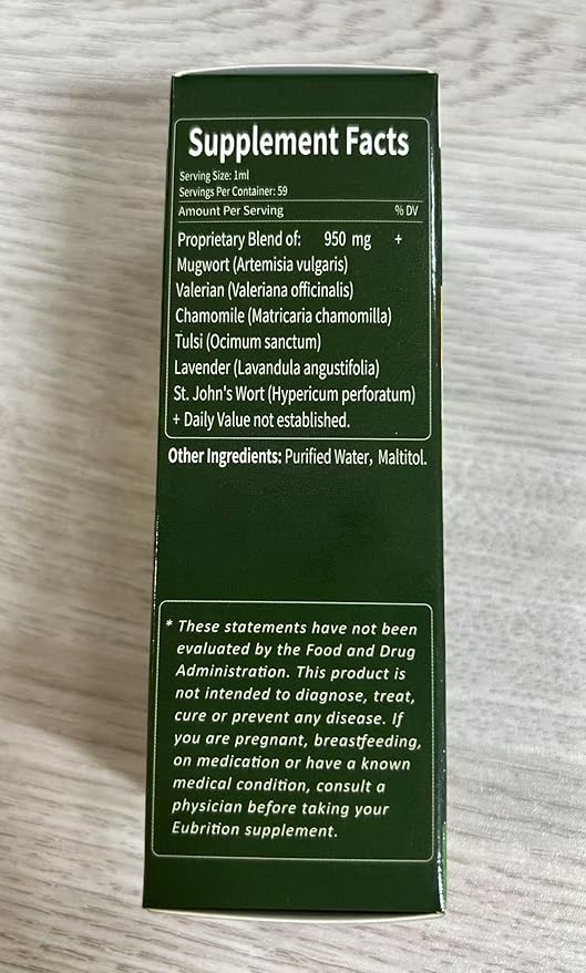 Mugwort Herb Liquid Drops for Sleep Support, Mugwort Leaves(Artemisia vulgaris) All in 1 Formula for Relaxation Support, Herbal Supplement with Valerian Chamomile Tulsi Lavender Extract.2oz