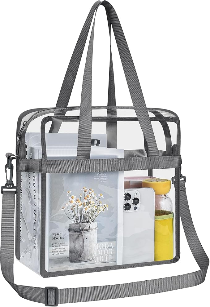 USPECLARE Clear Tote Stadium Approved, Security Travel & Gym Clear Bag for Work Sports Games Concerts