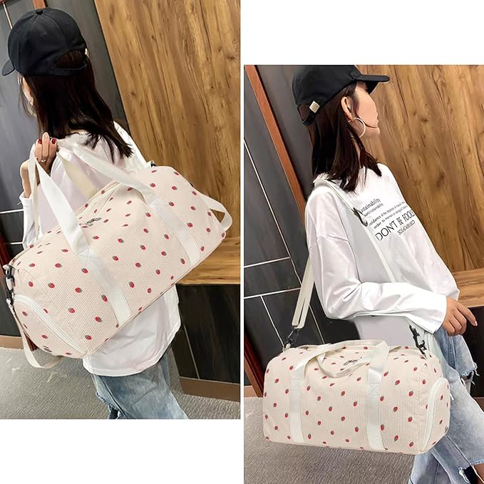 Duffle Bag for Gym Sports Women Girls Workout Travel Bag Weekender with Shoe Compartment and Wet Pocket