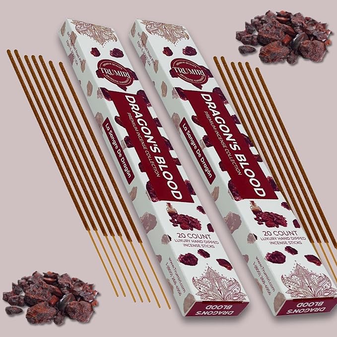 Dragons Blood Incense Sticks for Protection - Total 40 Insence-Sticks - Dual Pack of 20 Insense - Inciensos - Inscents - Natural Non Toxic Ingredients - Incents - Incence - Inscense - Insents