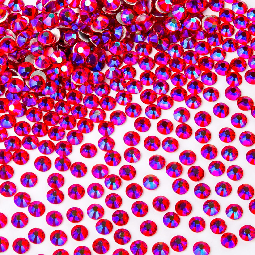 288Pcs Red Ab Crystal Rhinestones,Glass Flatback Rhinestones Gemstones For Nail Face Makeup Art Crafts Clothes Decoration -(Ss30