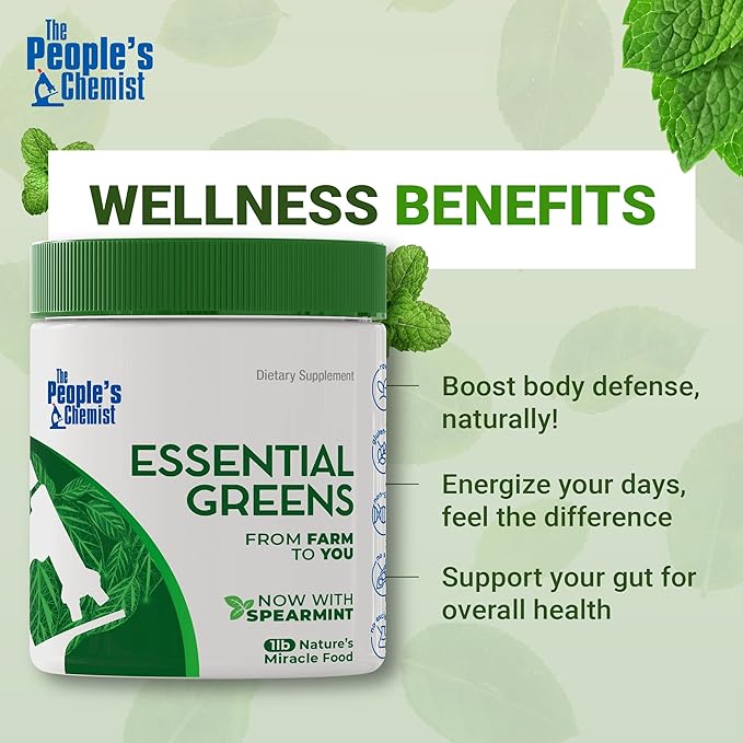 People's Chemist The Essential Greens Powder – Organic Moringa, Spirulina, Beetroot, and Probiotics